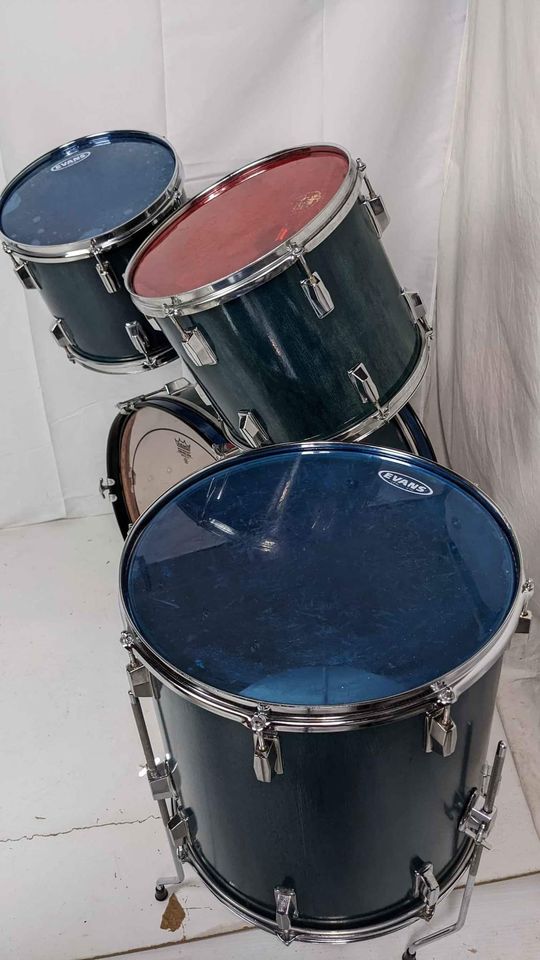 Westbury drum kit Custom blue wood stain finish Open Mind Drums